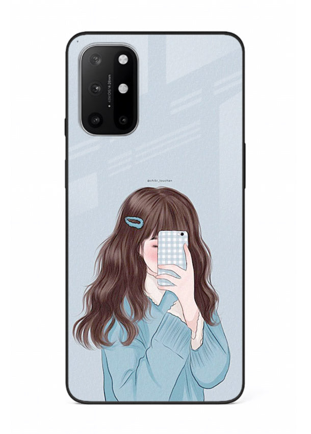 Girl Hiding Face moody illustration OnePlus 8T glass back cover