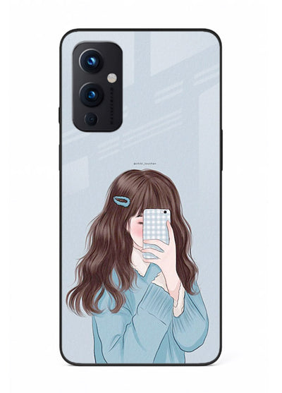 Girl Hiding Face moody illustration OnePlus 9 Pro glass back cover