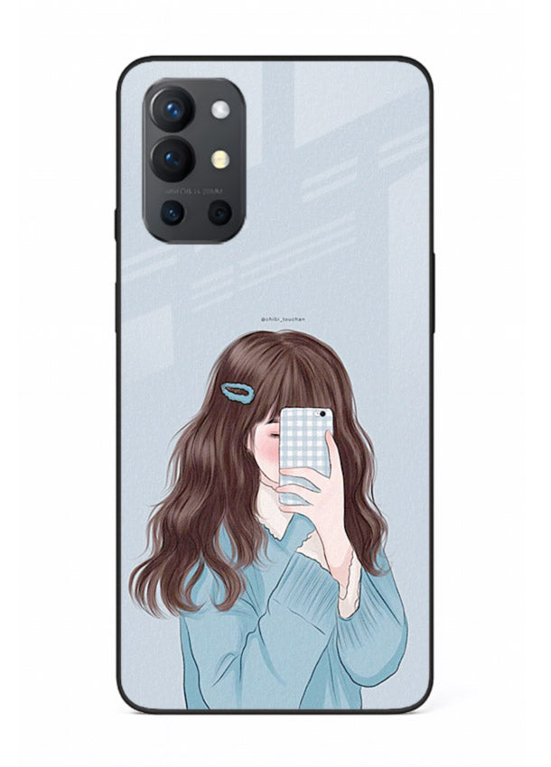 Girl Hiding Face moody illustration OnePlus 9R glass back cover
