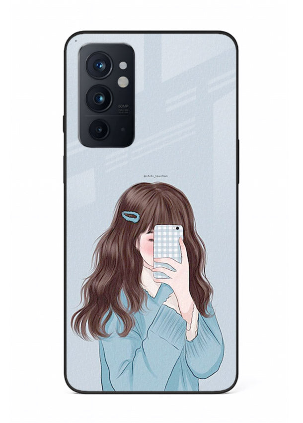 Girl Hiding Face moody illustration OnePlus 9RT glass back cover