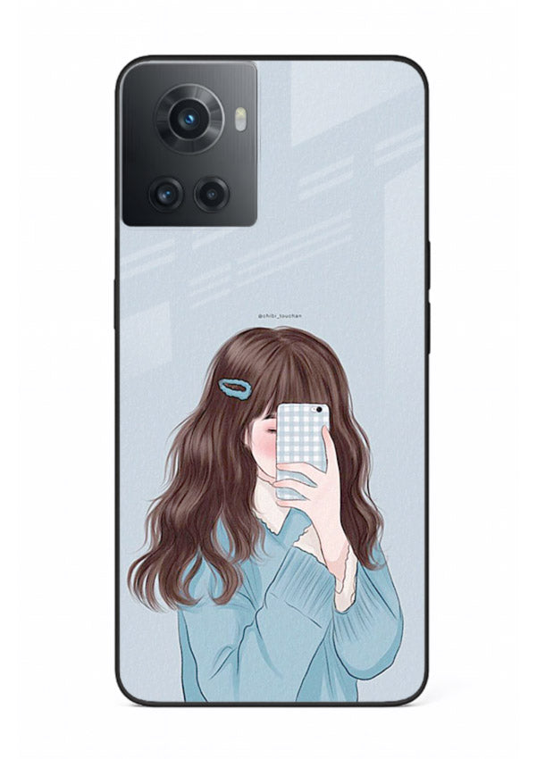 Girl Hiding Face moody illustration OnePlus 10R glass back cover