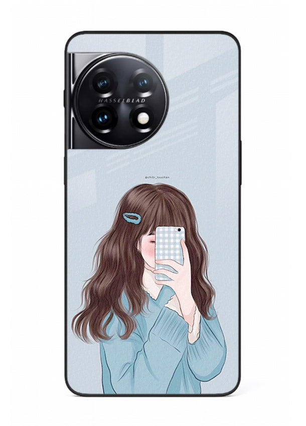 Girl Hiding Face moody illustration OnePlus 11 glass back cover