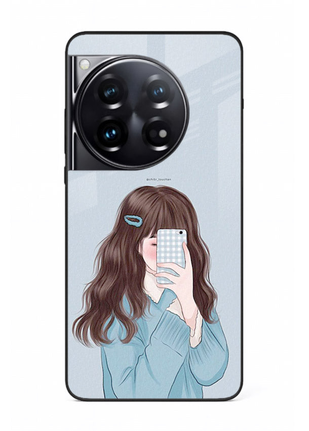 Girl Hiding Face moody illustration OnePlus 12 glass back cover