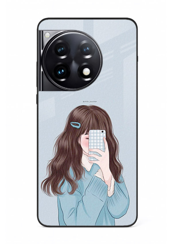 Girl Hiding Face moody illustration OnePlus 12R glass back cover