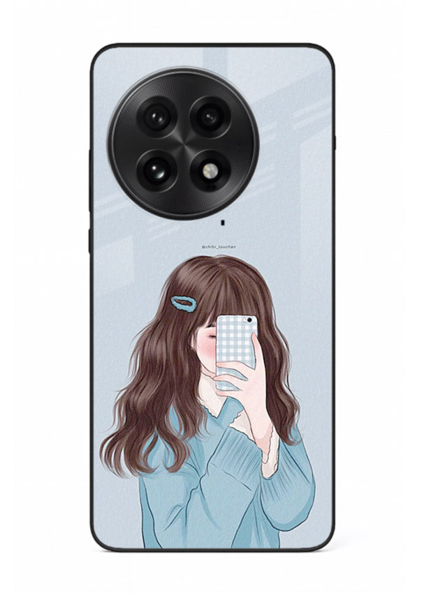 Girl Hiding Face moody illustration OnePlus 13R glass back cover