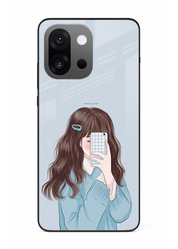 Girl Hiding Face moody illustration OnePlus 13s glass back cover