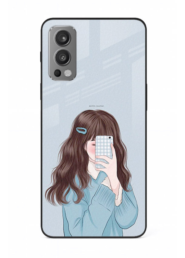 Girl Hiding Face moody illustration OnePlus Nord 2 glass back cover