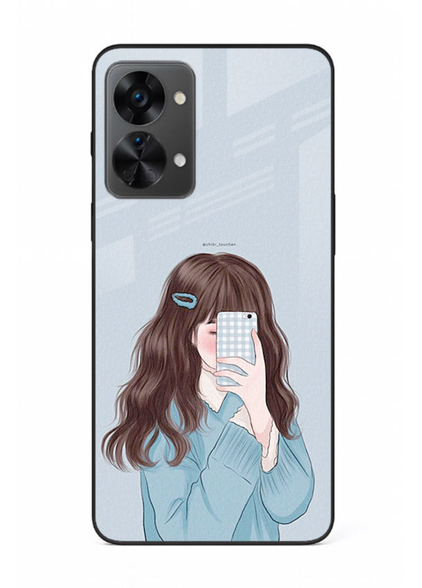 Girl Hiding Face moody illustration OnePlus Nord 2T glass back cover