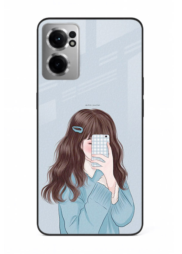 Girl Hiding Face moody illustration OnePlus Nord CE2 5G glass back cover