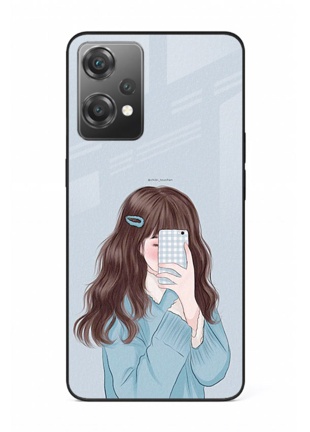 Girl Hiding Face moody illustration OnePlus Nord CE2 Lite 5G glass back cover