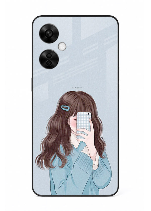 Girl Hiding Face moody illustration OnePlus Nord CE3 Lite glass back cover