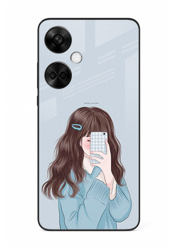Girl Hiding Face moody illustration OnePlus Nord CE3 glass back cover
