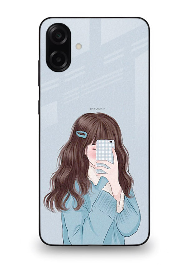 Girl Hiding Face moody illustration Samsung A07 4G glass back cover