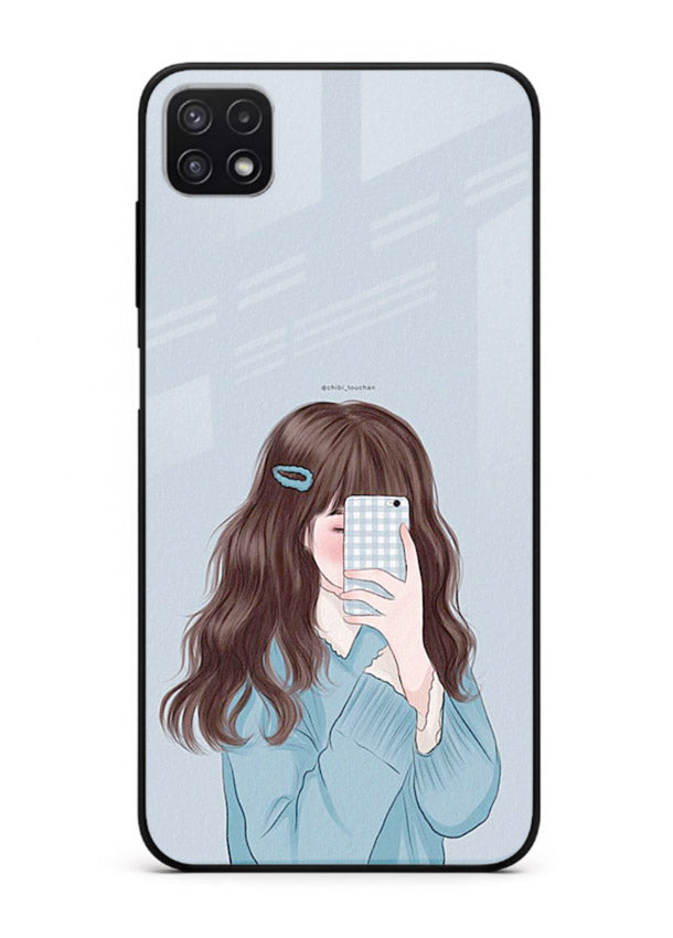 Girl Hiding Face moody illustration Samsung F42 5G glass back cover