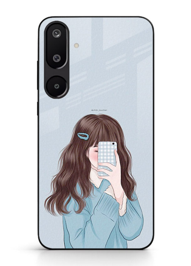 Girl Hiding Face moody illustration Samsung M16 5G glass back cover