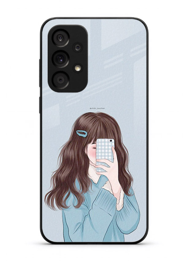 Girl Hiding Face moody illustration Samsung A33 5G glass back cover