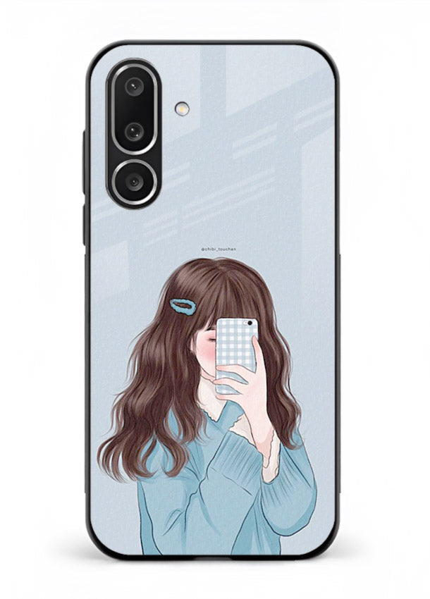 Girl Hiding Face moody illustration Samsung M56 5G glass back cover