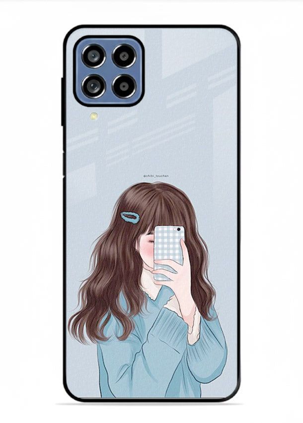 Girl Hiding Face moody illustration Samsung F12 5G glass back cover