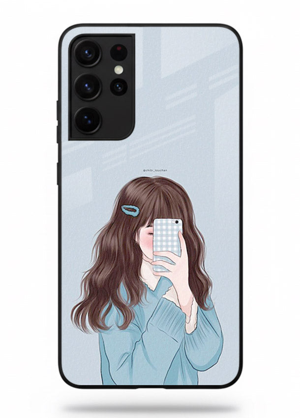 Girl Hiding Face moody illustration Samsung S21 Ultra glass back cover