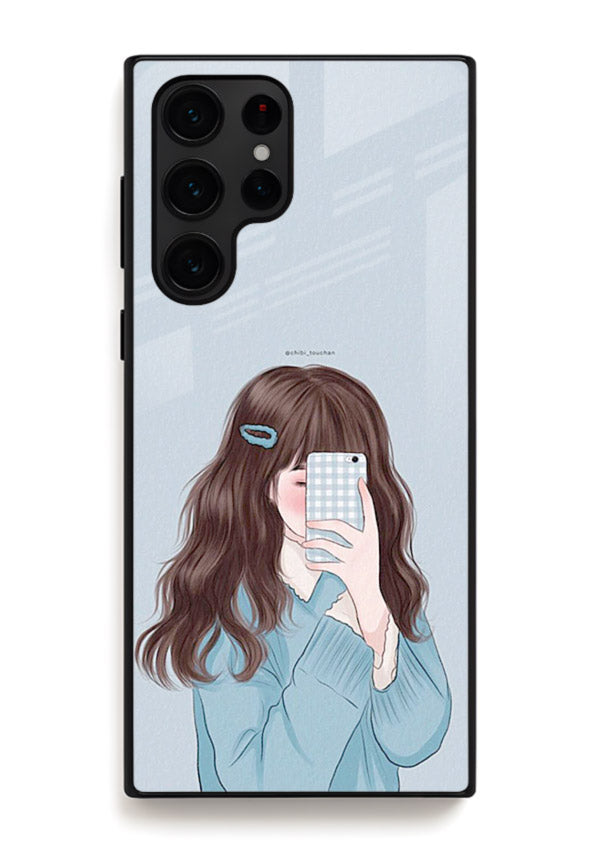 Girl Hiding Face moody illustration Samsung S24 Ultra glass back cover