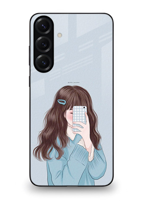 Girl Hiding Face moody illustration Samsung A55 5G glass back cover