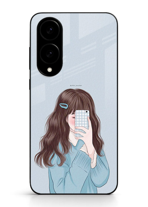 Girl Hiding Face moody illustration Samsung S25 Edge glass back cover