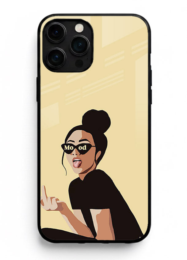 Girl In Glasses stylish portrait iphone 14 pro max glass back cover