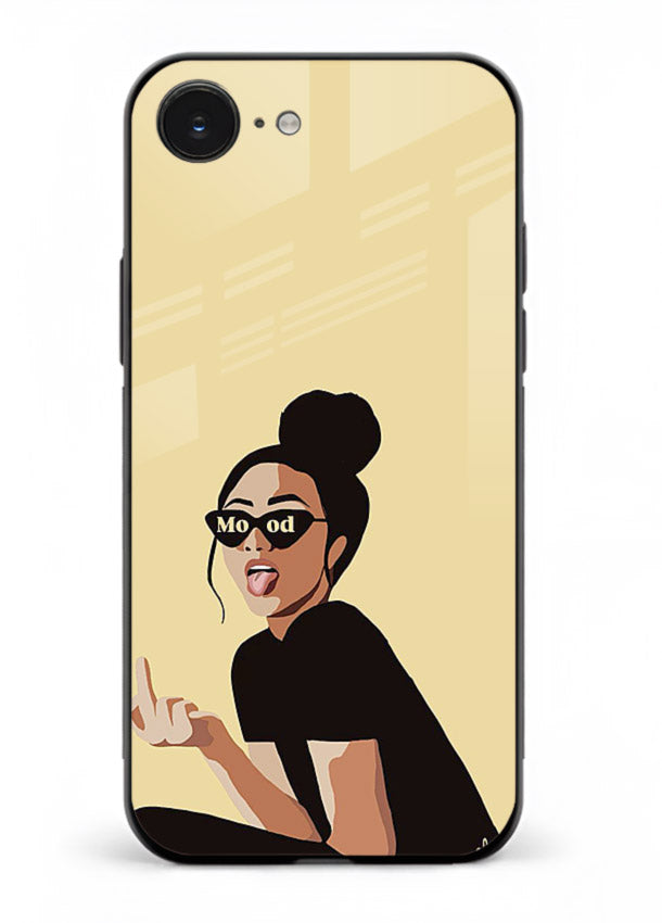 Girl In Glasses stylish portrait iphone 16e glass back cover