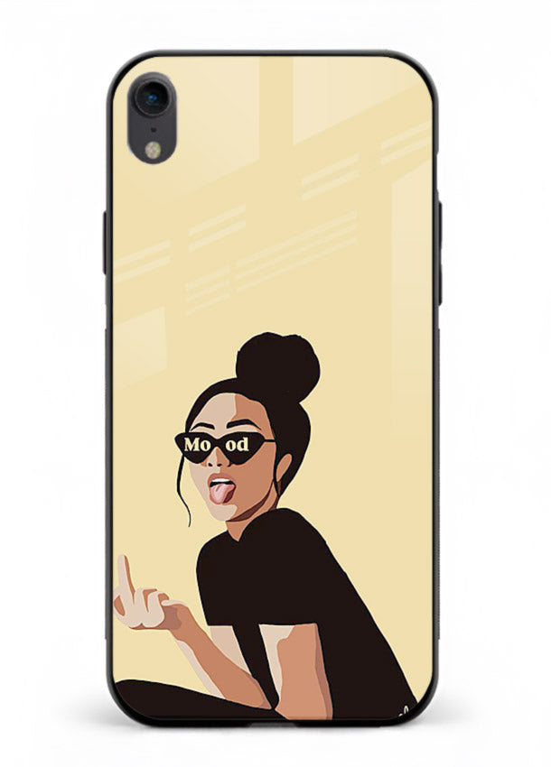 Girl In Glasses stylish portrait iphone xr glass back cover
