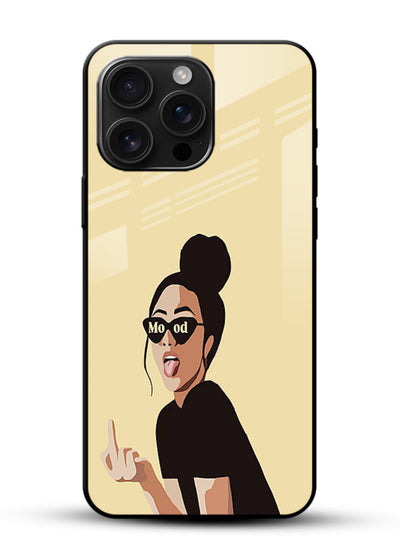 Girl In Glasses stylish portrait glossy vibrant premium glass back cover - Angle Front