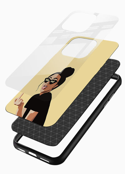 Girl In Glasses stylish portrait glossy vibrant premium glass back cover - Angle Layers