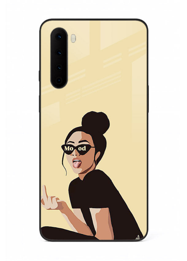 Girl In Glasses stylish portrait OnePlus Nord glass back cover