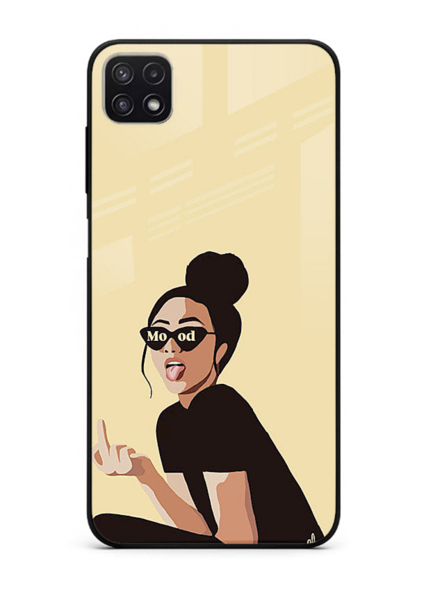 Girl In Glasses stylish portrait Samsung F42 5G glass back cover