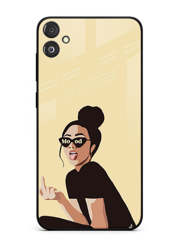 Girl In Glasses stylish portrait Samsung F05 5G glass back cover