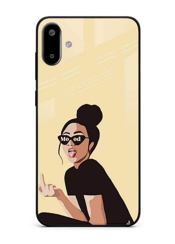 Girl In Glasses stylish portrait Samsung F06 5G glass back cover