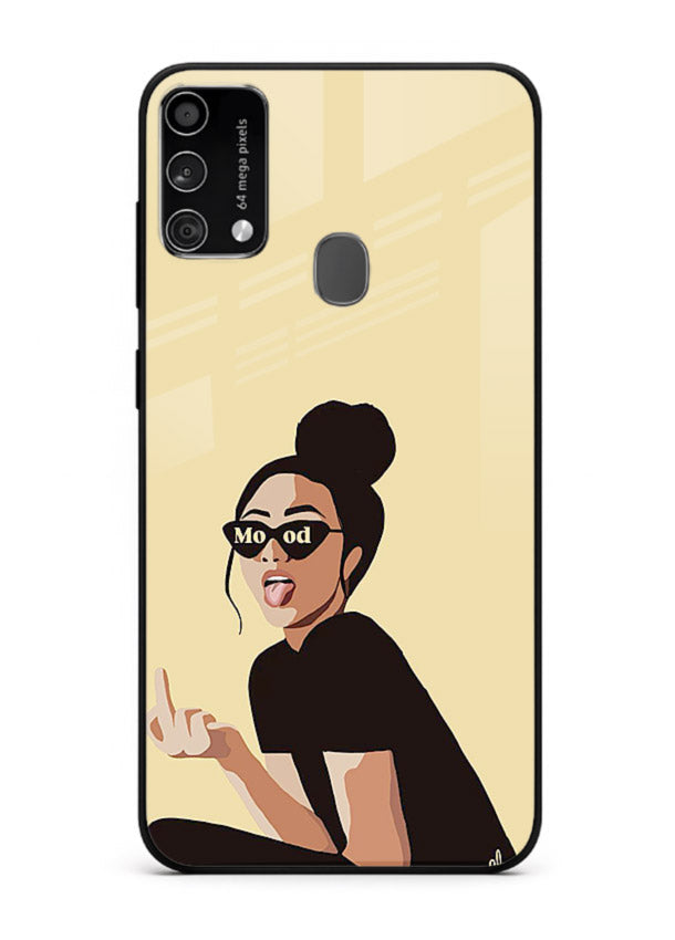 Girl In Glasses stylish portrait Samsung F41 glass back cover