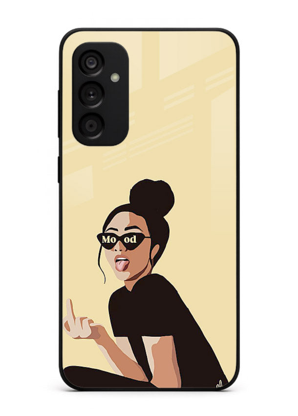 Girl In Glasses stylish portrait Samsung M13 4G glass back cover
