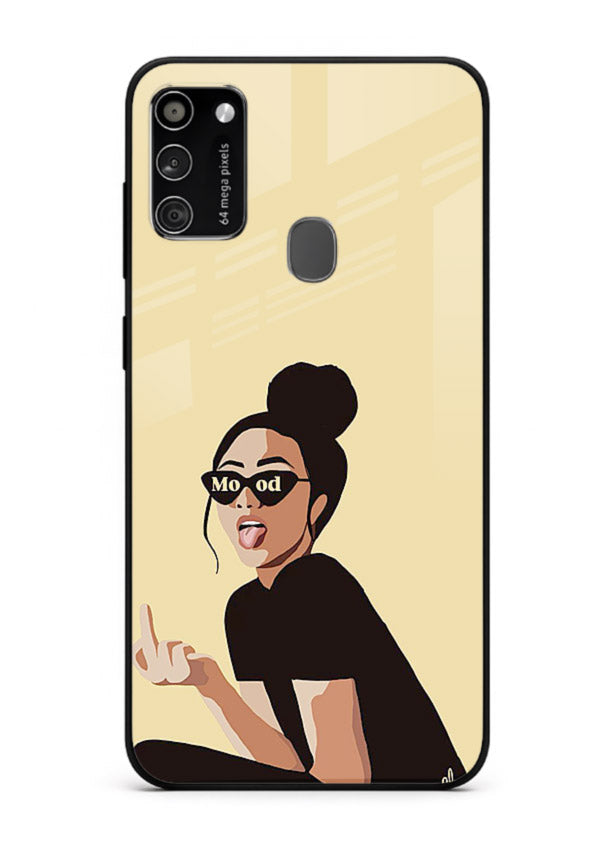Girl In Glasses stylish portrait Samsung M21 glass back cover