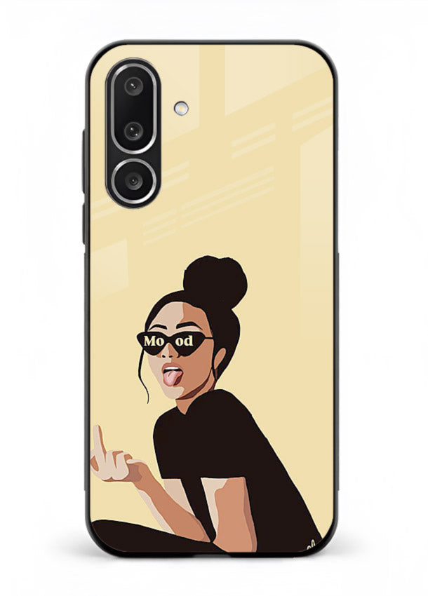 Girl In Glasses stylish portrait Samsung M56 5G glass back cover