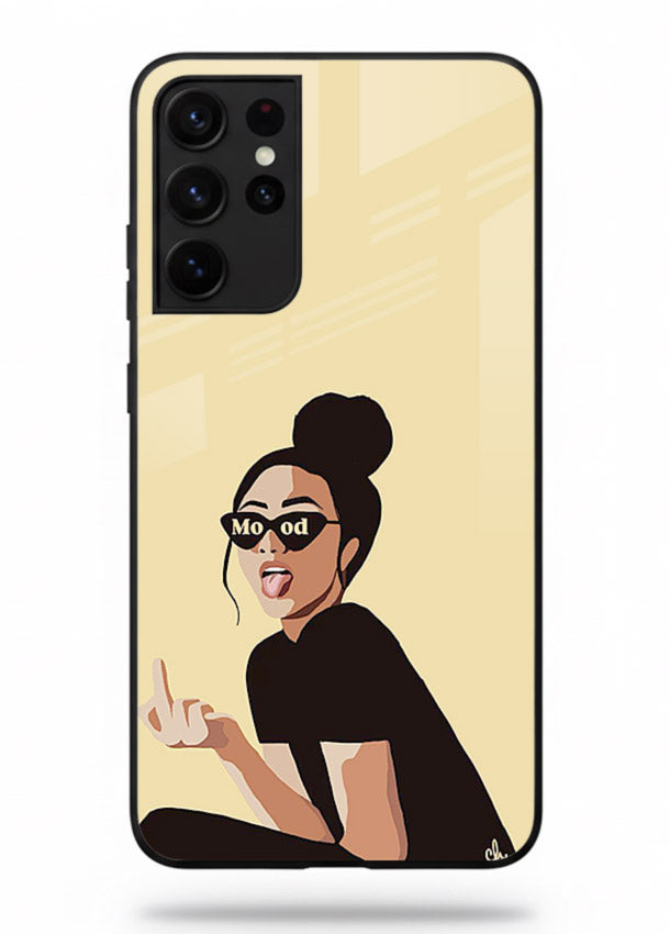 Girl In Glasses stylish portrait Samsung S21 Ultra glass back cover
