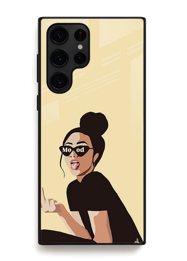 Girl In Glasses stylish portrait Samsung S23 Ultra glass back cover