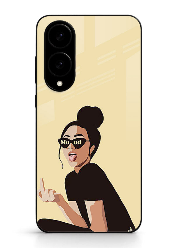 Girl In Glasses stylish portrait Samsung S25 Edge glass back cover