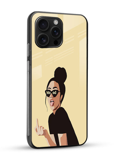 Girl In Glasses stylish portrait glossy vibrant premium glass back cover - Angle Side