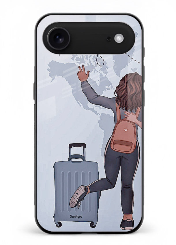 Girl Luggage Journey artwork iphone 17 air glass back cover