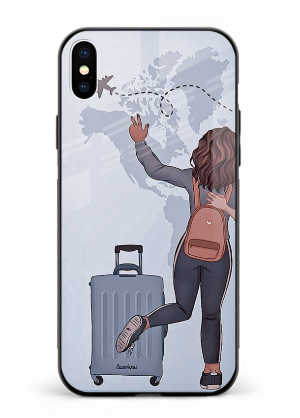 Girl Luggage Journey artwork iphone xs max glass back cover