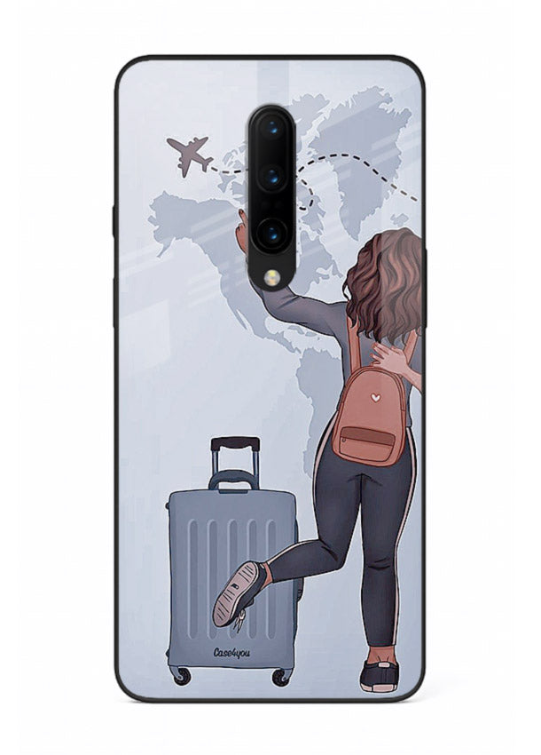 Girl Luggage Journey artwork OnePlus 8 glass back cover
