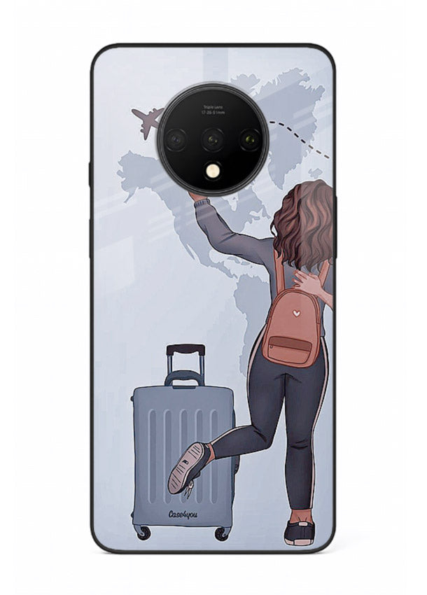 Girl Luggage Journey artwork OnePlus 7T glass back cover
