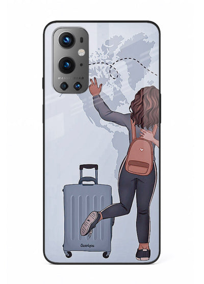 Girl Luggage Journey artwork OnePlus 9 glass back cover