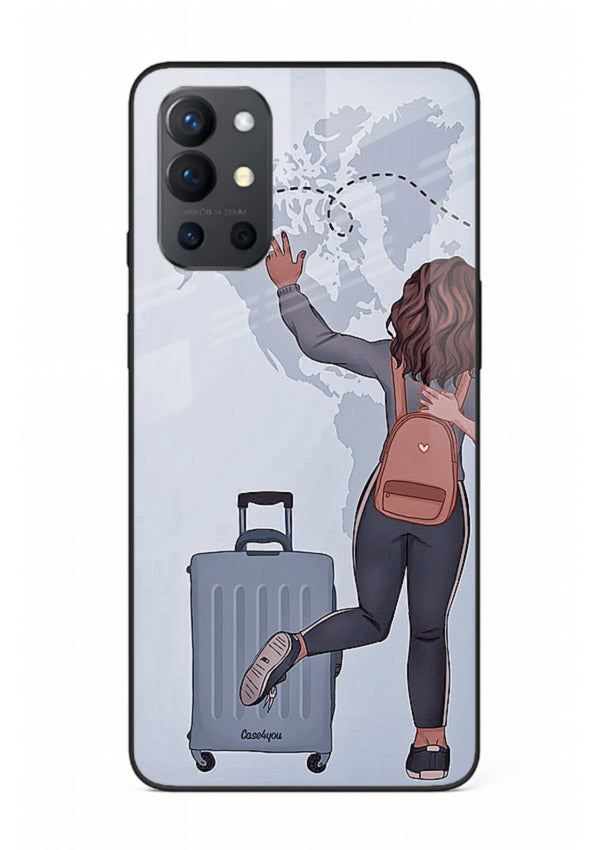 Girl Luggage Journey artwork OnePlus 9R glass back cover