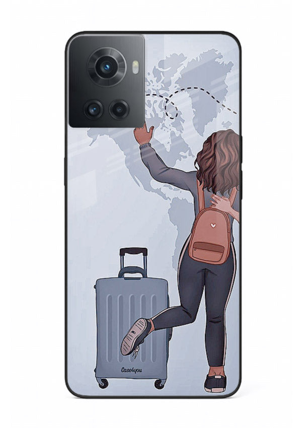 Girl Luggage Journey artwork OnePlus 10R glass back cover